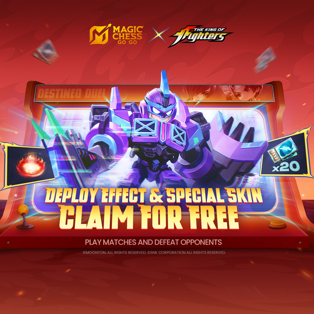 MagicChessGoGo's tweet image. Exciting MCGG Season 4 events are here!
Play matches to win exclusive KOF tokens and join the KOF combat event.
Defeat opponents to unlock a series of rich rewards like the MCGG × KOF collab Deploy and Star-Up Effects, Johnson &quot;Death Ride&quot;, and more!

#MagicChessGoGo
#MCGG