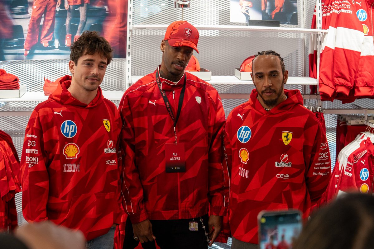 Vegas's tweet photo. Lewis and Charles popped up at @PUMA inside the BLVD. #LasVegasGP https://t.co/4jTZua77hi