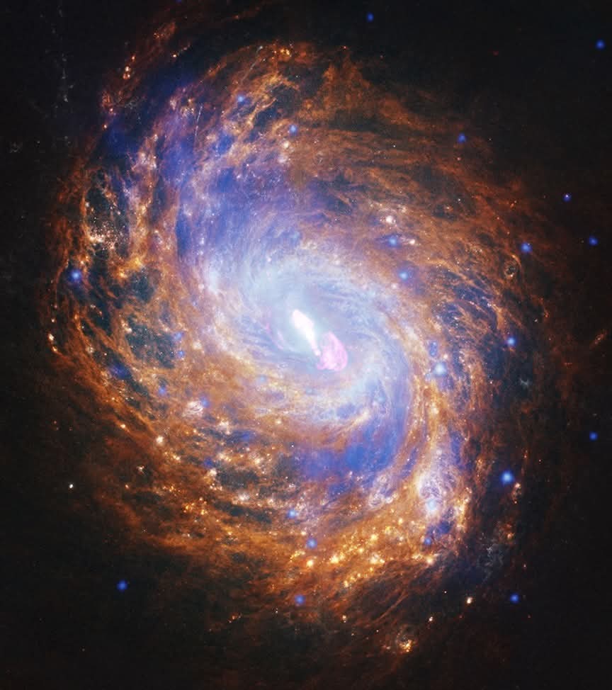 NASA Telescopes View Spiral Galaxy

NGC 1068, a relatively nearby spiral galaxy, appears in this image released on July 23, 2025.

Image Credit:Image Credit:X-ray: NASA/CXC/SAO;Optical/lR:NASA/ESA/CSA/STScl (HST and JWST);Radio:NSF/NRAO/VLA;Image Processing:NASA/CXC/