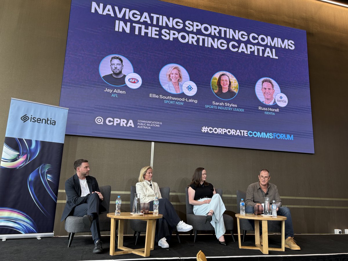 isentia's tweet image. Fantastic session in Melbourne today partnering with CPRA to dissect the high-stakes world of elite sports comms. 

Big thanks to Isentia APAC&apos;s, Chief Revenue Officer, Russ Horell and our expert panel for the deep dive! 📢🎾