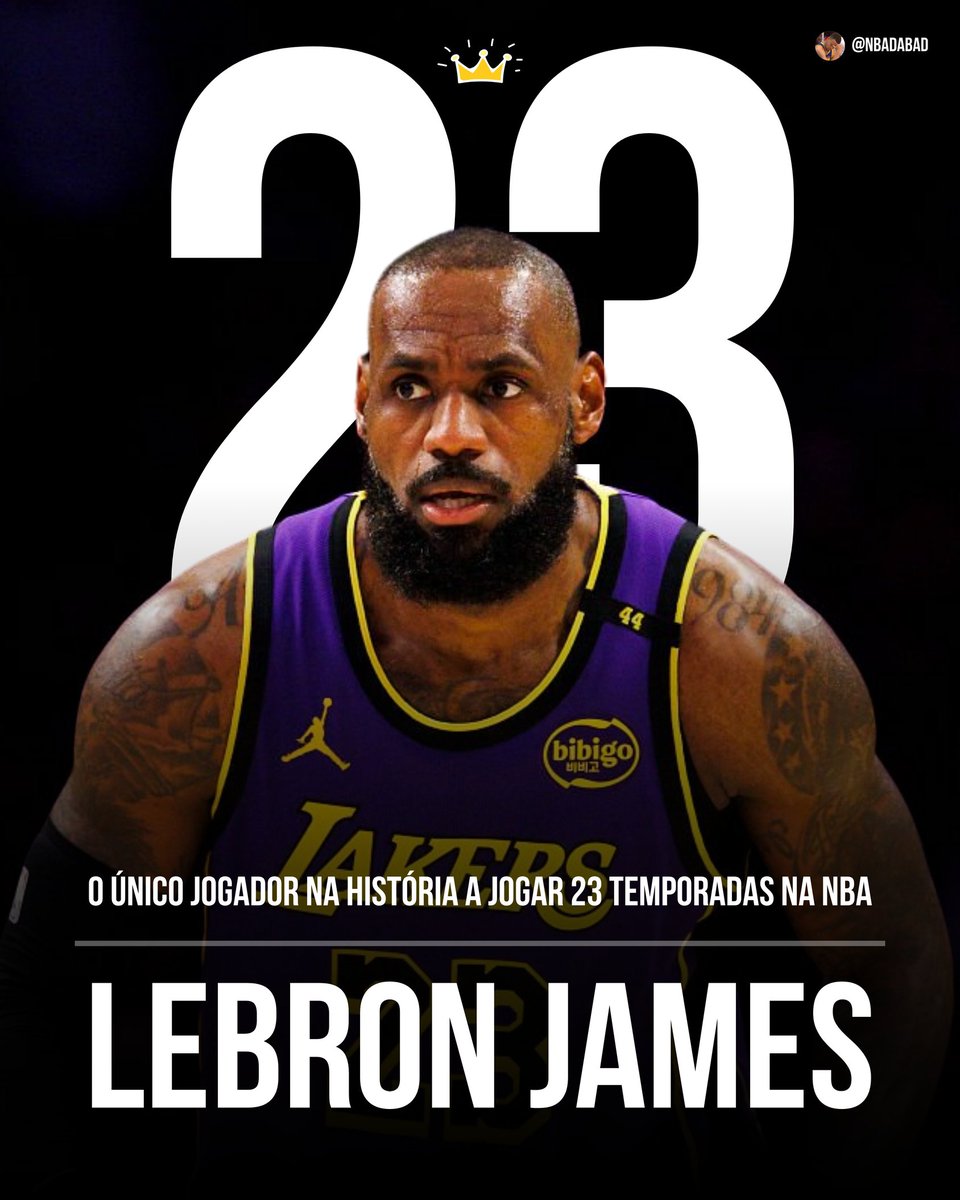 NBAdabad's tweet image. 🚨🚨 RECORDE 🚨🚨

LEBRON JAMES É O PRIMEIRO E ÚNICO JOGADOR COM 23 TEMPORADAS NA HISTÓRIA DA NBA!

OFICIALMENTE A CARREIRA MAIS LONGA QUE A NBA JÁ VIU!

INCOMPARÁVEL
INACREDITÁVEL
INEVITÁVEL

👑👑👑👑