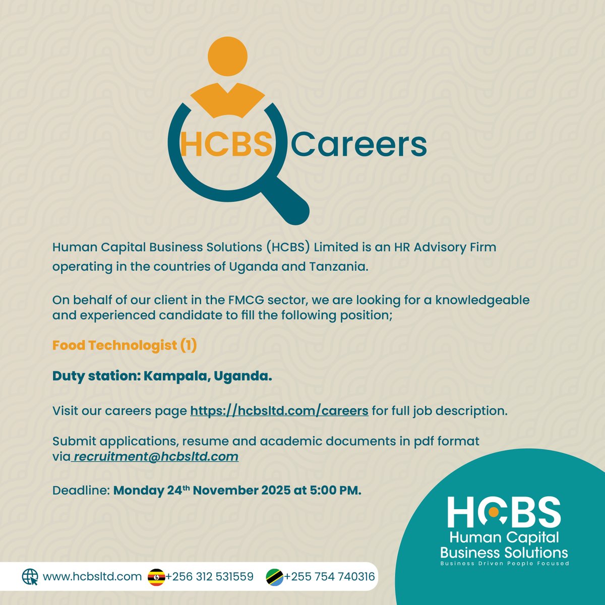 hcbsltd's tweet image. #HCBSCareers:  Join our client as a Food Technologist and help us create safe, innovative, high-quality products consumers love. 

Apply here ⇢
hcbsltd.com/careers/jobs/m…

Deadline: Monday 24th November, 2025 at 5:00PM