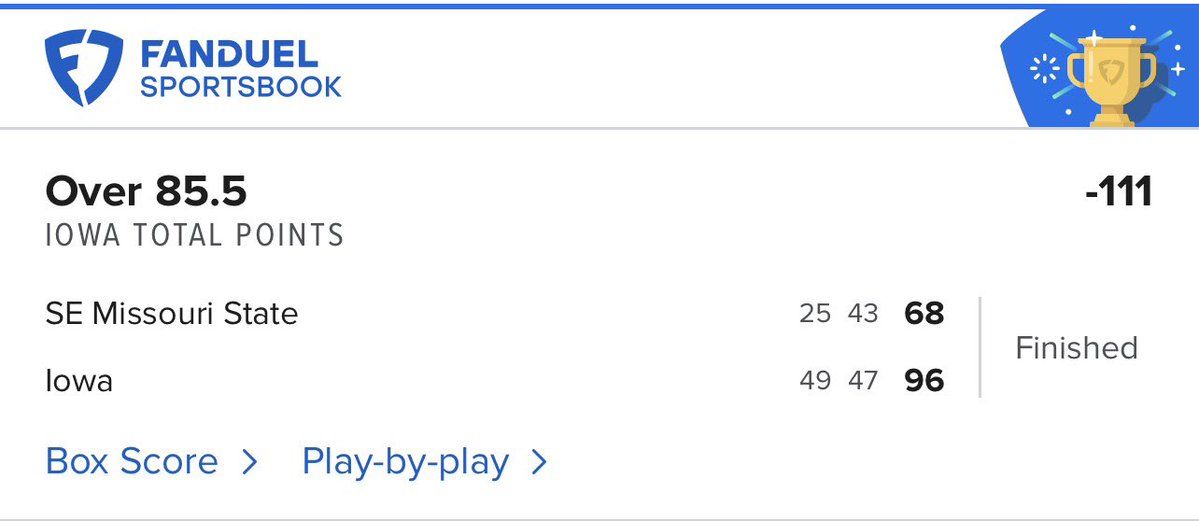 BWBets21's tweet image. Iowa TT o85.5 ✅