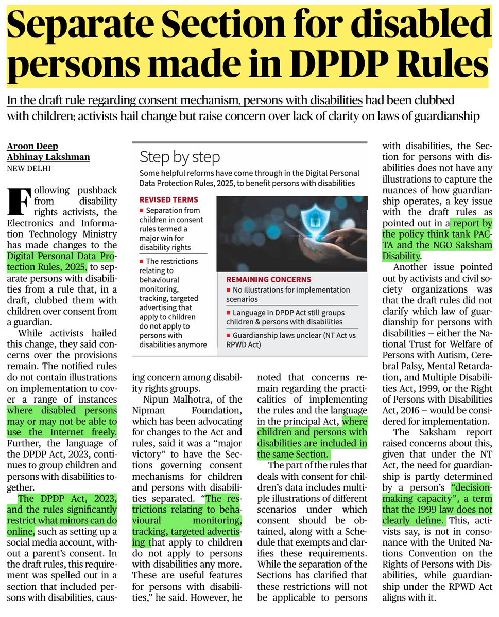 UPSCbasics's tweet image. Disability rights under the Digital Personal Data Protection Rules 2025 #UPSC #upsc2025 (The Hindu) #upscaspirants