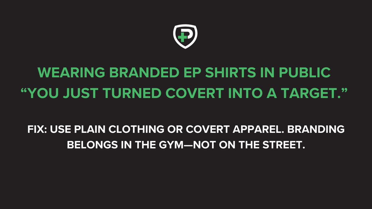 Panoptic01's tweet image. Wearing branded EP gear in public? You just turned covert into a target. 🎯
Keep branding off the street. Plain clothes = safer ops.
#ExecutiveProtection #OpSec #PanopticSolutions #FieldSecurity #StayCovert