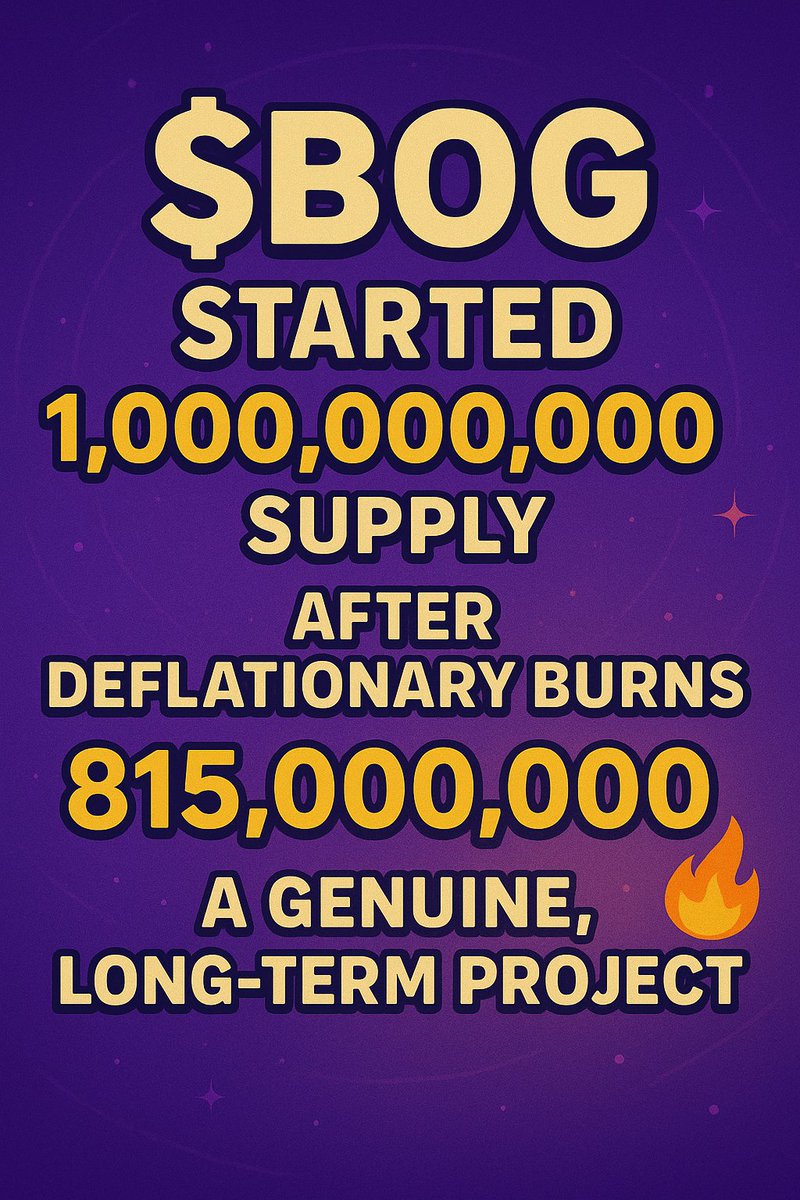 Crypto202568027's tweet image. $BOG started with a 1,000,000,000 supply.
After continuous deflationary burns, the supply is now down to 815,000,000 🔥
A genuine, long-term project built on transparency, consistency, and real scarcity.
The journey continues 💎🔥

#LittleBoglin #BOG #Deflationary #Crypto #Solana…