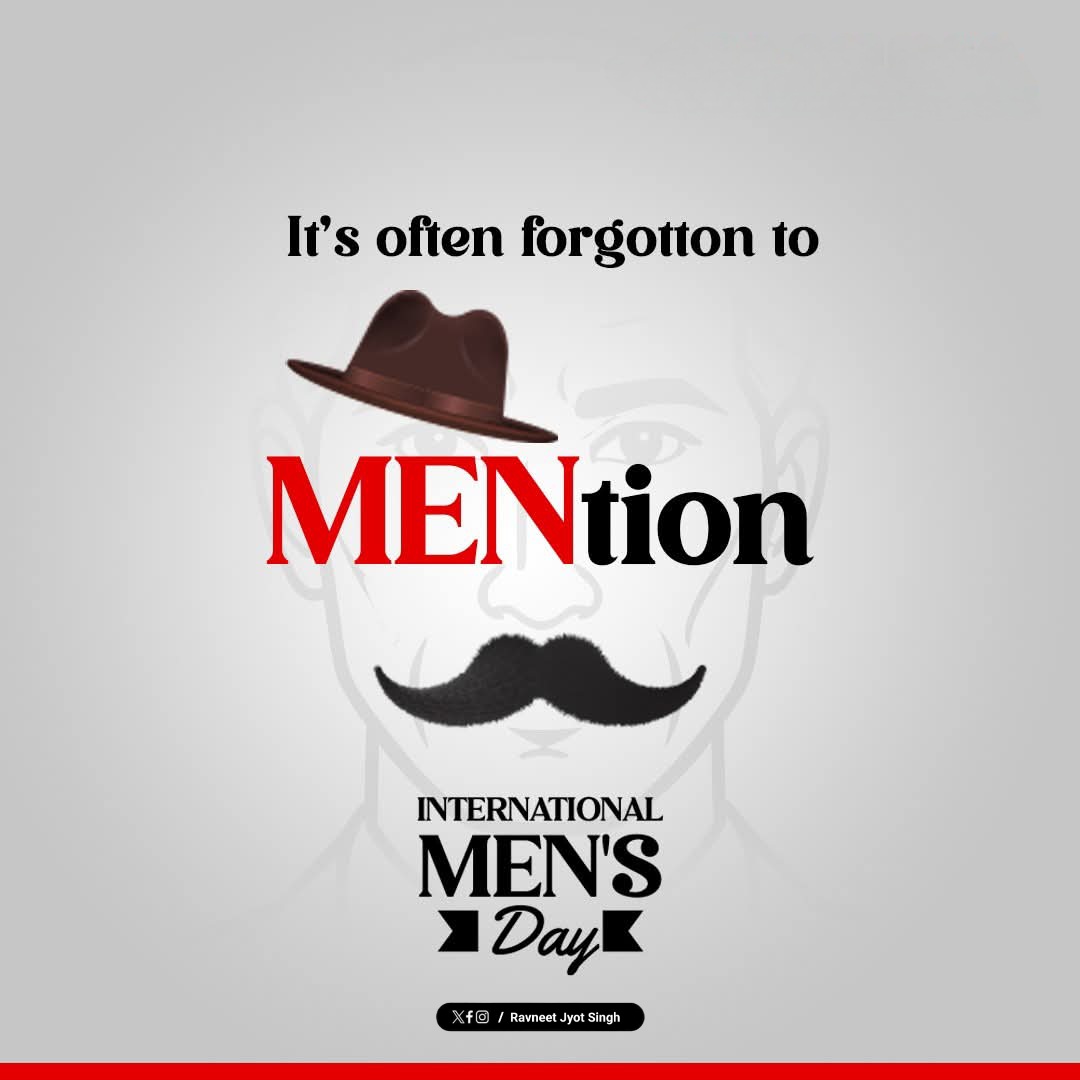 RavneetJyot's tweet photo. Men’s achievement can’t be celebrated in a single day.”
It just because of giving us all around the world a chance to focus on what truly makes a man a man.
Happy International Men’s day.
#happyinternationalmensday #mensday #manpower #father #son #brother #friends #faceebook https://t.co/abdOxMH3dg