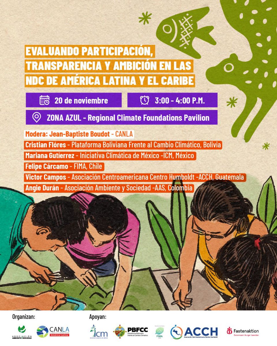 📣 Próximamente en la #COP30

Participa en el evento “Evaluando participación, transparencia y ambición en las NDC de América Latina y el Caribe”.

🗓 20 de noviembre
⏰ 3:00 – 4:00 p.m.
📍 Zona Azul – Regional Climate Foundations Pavilion

🌿 ¡Les esperamos!