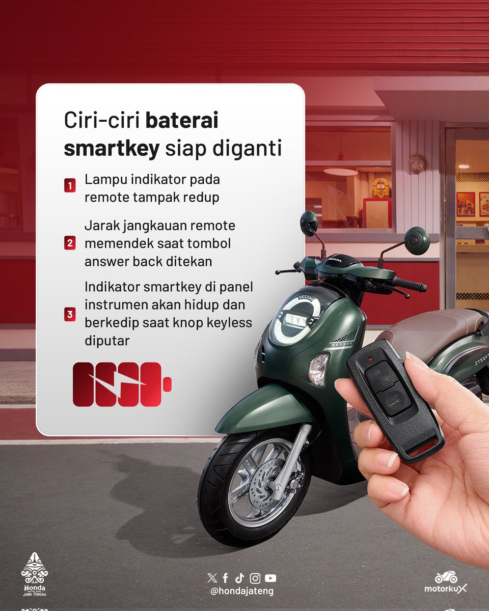 Nggak banyak yang tau nih lur! Ini dia tanda-tanda baterai smartkey motormu siap diganti!

#HondaJateng #MotoreWongJawaTengah #AstraMotorJateng