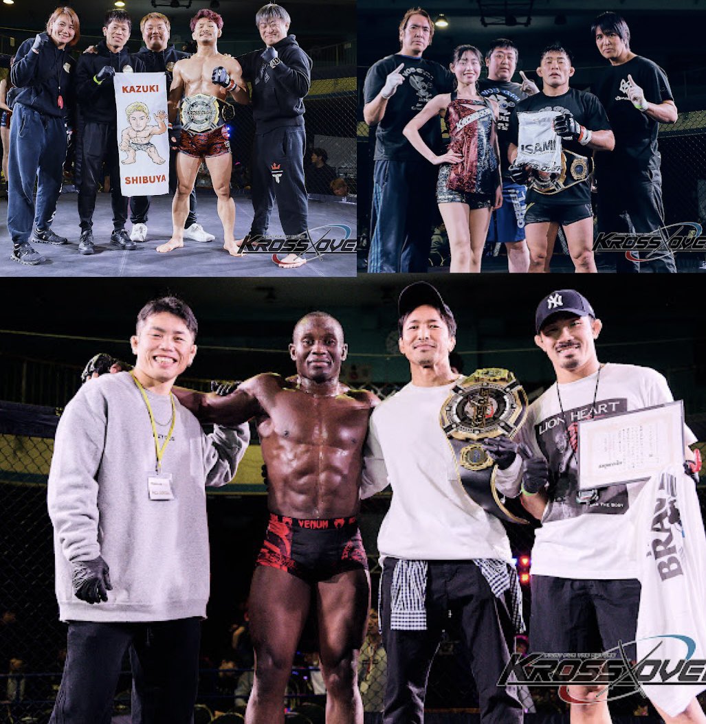 #KROSSOVERCAGE7 公式結果
11.16 KROSS×OVER CAGE.7  GENスポーツパレス 大会 
渋谷カズキが野沢零羽をパウンド葬で王座防衛。鬼神 光司がハルク大城に挑むも僅差でタイトル獲得ならず。マックス・ザ・ボディがGravediggerをKOで下しMMAウェルター級初代王者に。西坂