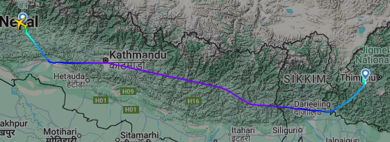 HArjyal's tweet image. Paro/PBH &amp;gt; Pokhara/PHH flight seem to have happened y'day.  PBH&amp;gt;PHH as B3734 and as return as B3737 / Aircraft A5-DOR/A319. #charter