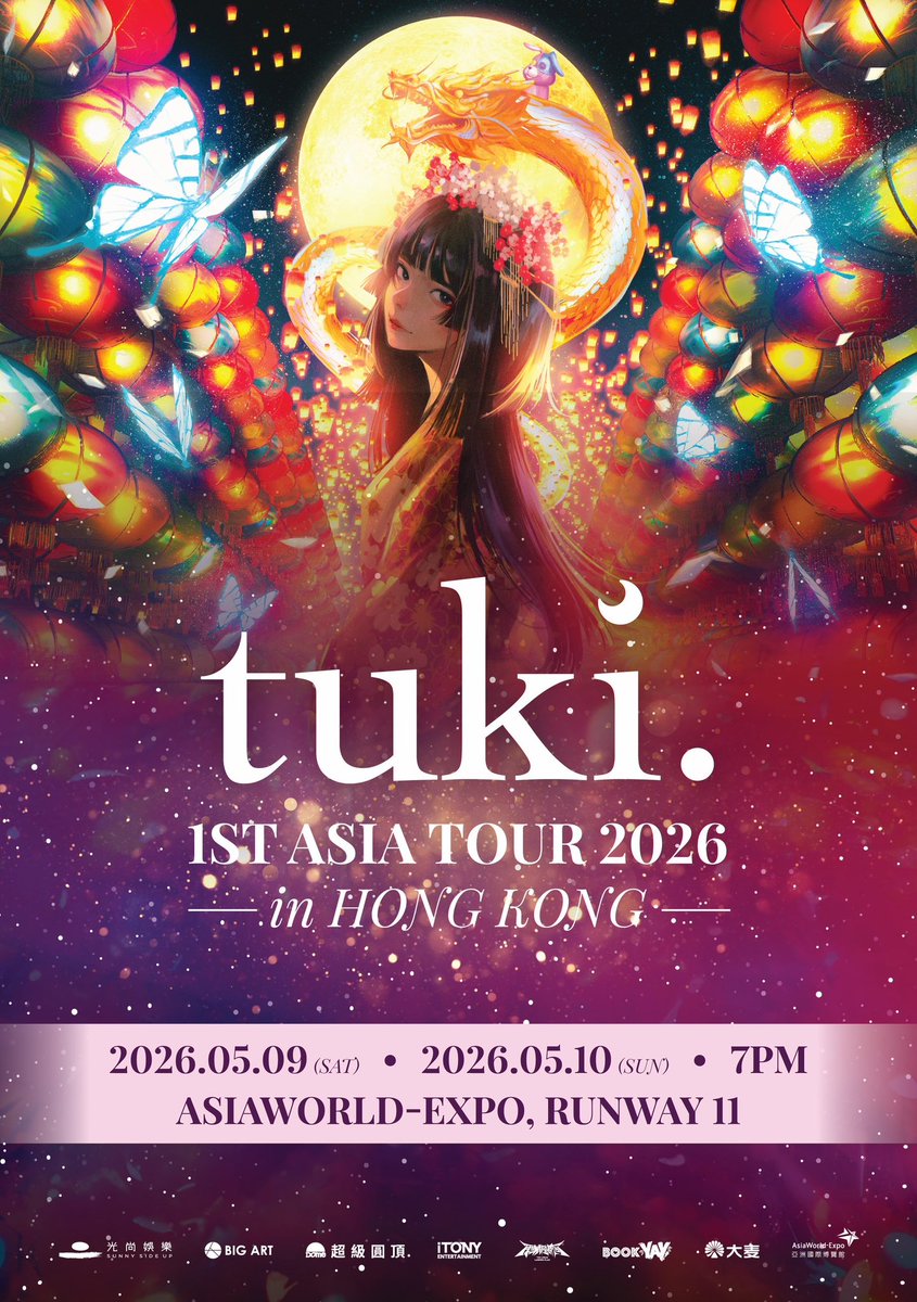tuki_music_'s tweet image. tuki. 1st ASIA TOUR 2026 
台北公演と香港公演のチケット発売日が決定しました🌙

台北公演は
11月24日(月)13:00より抽選受付
※日本時間14:00

香港公演は
12月11日(木)10:00より先着受付
※日本時間11:00

私の初めてのアジアツアー皆さん是非遊びに来てください🥰…
