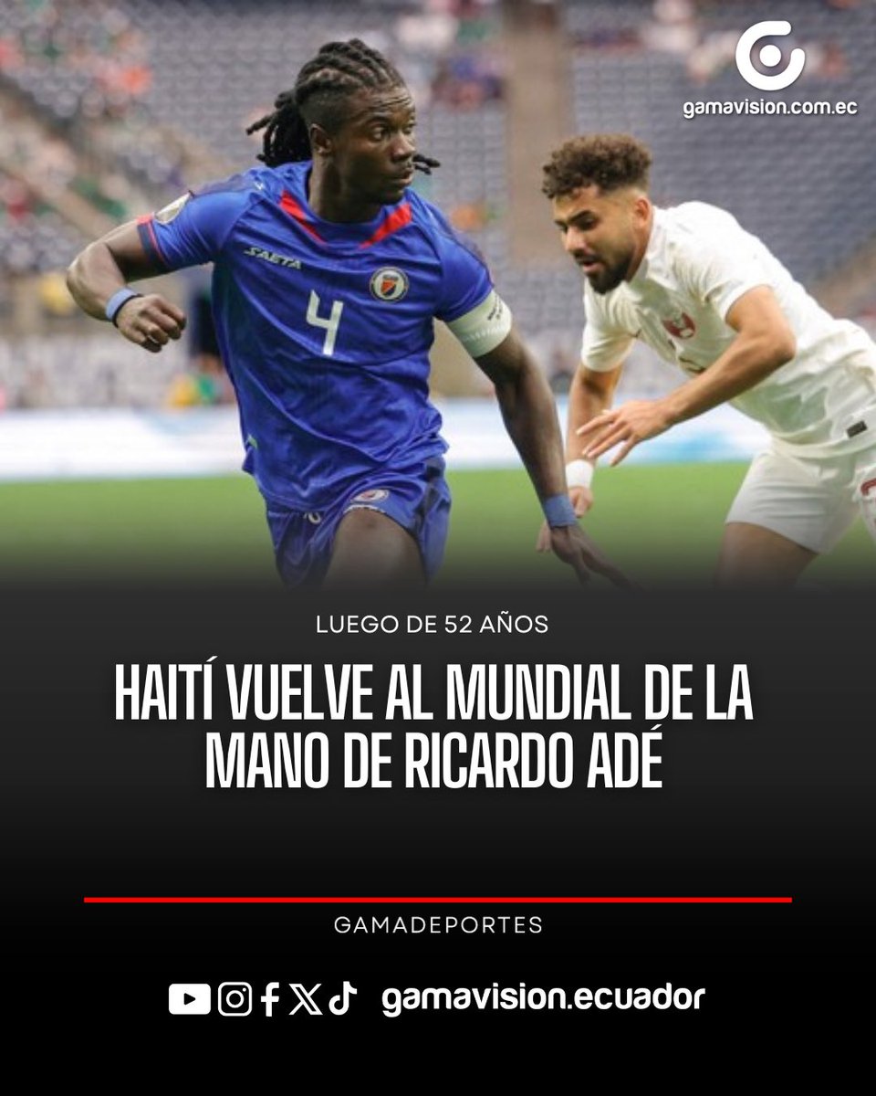 #GamaDeportes | La Selección de Haití logró su clasificación al Mundial 2026, de la mano de Ricardo Adé, jugador de Liga de Quito.
Los haitianos no iban desde hace 52 años, y en medio de una de las crisis más fuertes de su país lo lograron sin poder jugar un solo partido en Haití