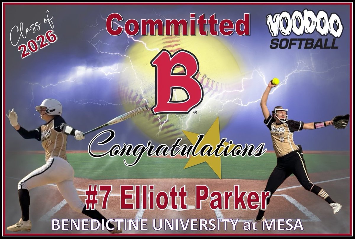 Congratulations to senior Pitcher #7 Elliott Parker and her family on her recent commitment to further her academic and athletic career at Benedictine University at Mesa. We are proud of you and excited you found your perfect next home. Go Redhawks!