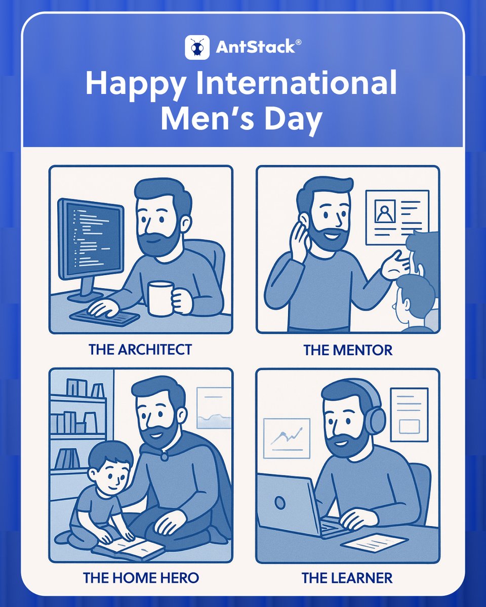 AntStack's tweet image. Celebrating the men of AntStack: mentors, builders, problem-solvers, and steady supporters who show up with strength and empathy.

Thank you for your dedication and the roles you balance every day.

Happy International Men’s Day.

#InternationalMensDay #EverydayHeroes