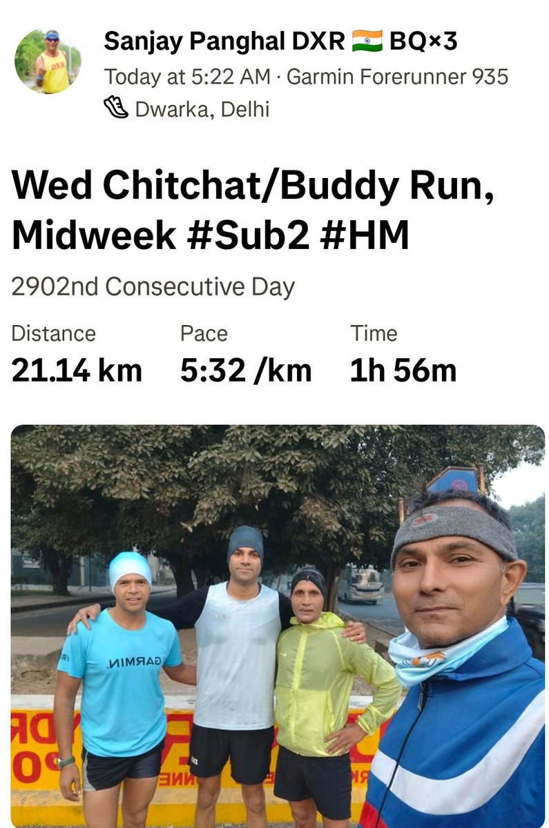 sanjaypanghal's tweet image. Joy begins where pressure ends…
Wed Chitchat/Buddy Run, Midweek #Sub2 #HM 
#AdmireYourself 
#pangale #nonstoprunner #Runपगले #DXR #मक्खनदौड़ #RunningMonk #fitness #running @DwarkaXpress @FitIndiaOff @FastandUp_India