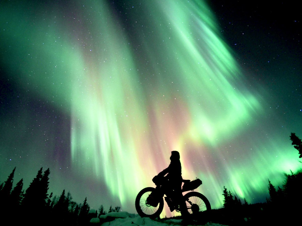 r0adbike_sk's tweet image. 『オーロラの中を走る』という昔からの夢を、冬のアラスカで叶えられた。

僕は満足です。