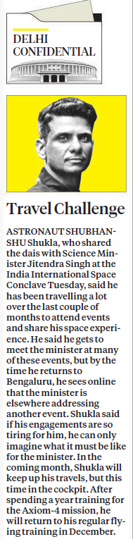DrJitendraSingh's tweet image. Shubhanshu Shukla’s comment on travel stamina!

Read:
indianexpress.com/article/delhi-…