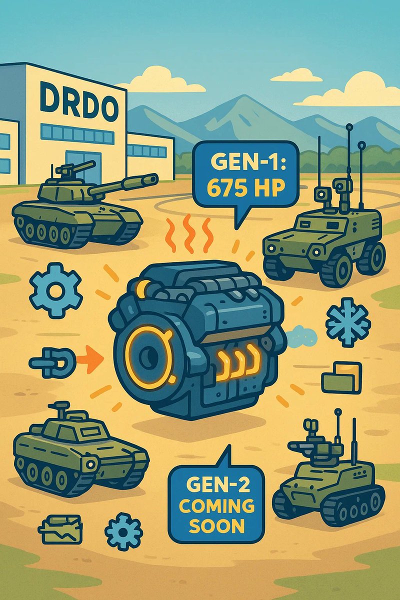 BrigAnilShukla's tweet image. DRDO achieves a major breakthrough! The Gen-1 indigenous engine completes 250+ hours of testing with 675 HP output. #DRDO #IndigenousEngine #DefenseTechnology #AatmanirbharBharat indiandefensenews.in/2025/11/drdo-s…