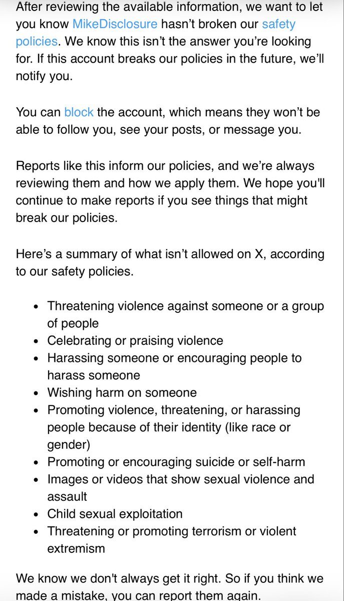 🚨 ATTENTION TROLLS 🚨

Another day, another swarm of triggered trolls mass-reporting my account 😂 Here is the official X reply:
“After reviewing the available information, MikeDisclosure hasn’t broken our safety policies.”  Translation: Your tears have been reviewed,