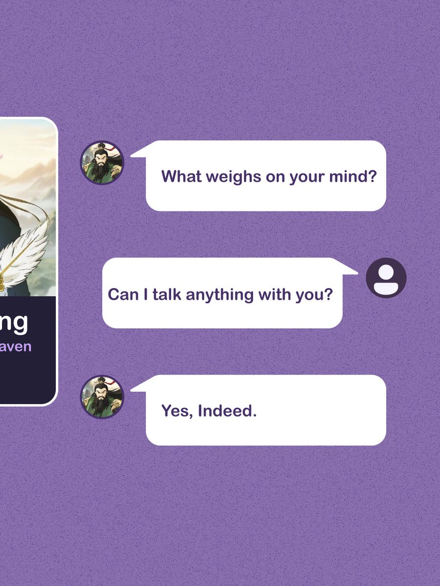 Saen_D1999's tweet image. Step into an era of war, honor, and legendary bonds ⚔️✨

The Three Kingdoms Characters are here in Yu-Me.ai! — and they’re ready to turn your stories into living epics.

Dream you can touch, Character you can love
#Yume_AI #AIroleplay #AIchatbot #AIchat