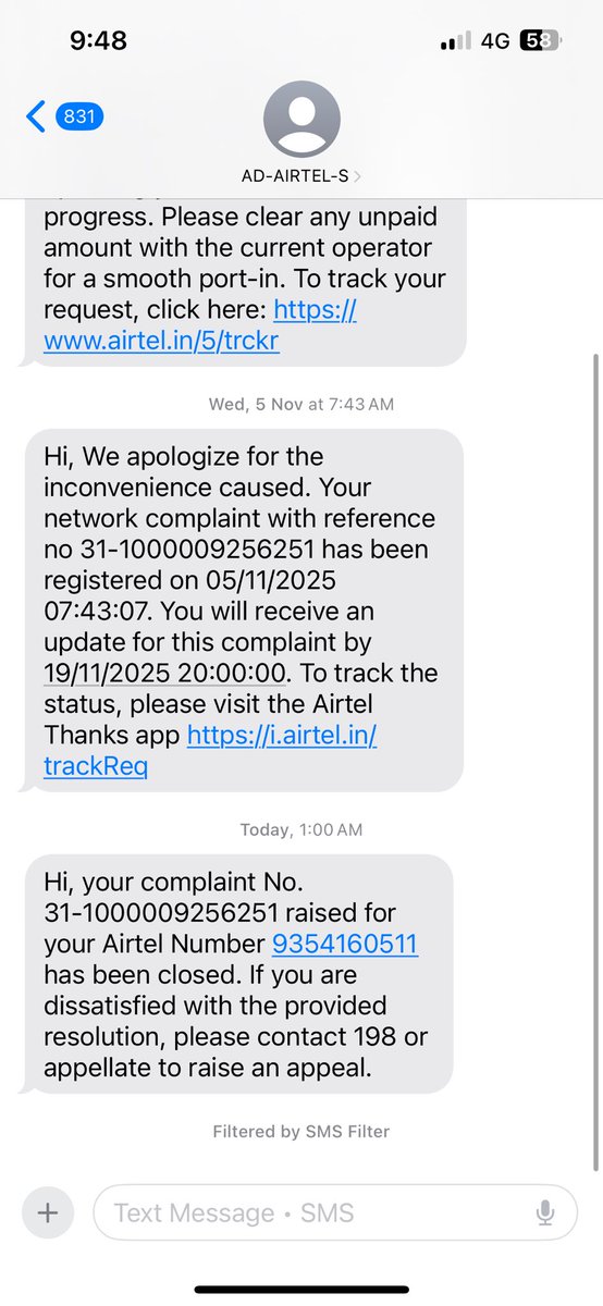 ankit16877871's tweet photo. #Airtel5G Worst customer service, its been 20 days I am unable to access good internet.
Ticket raised: 31-1000009256251
But closed without confirmation twice.
Now they cannot re open the ticket.
@TRAI @airtelindia 
@reliancejio please tell the process to join you🥹🥹🥹 https://t.co/27V3nxyHpH