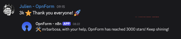 3k stars for OpnForm! 🤩