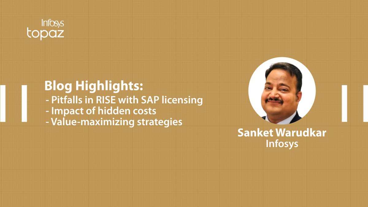 Infosys's tweet image. Is your #SAP RISE licensing strategy leaking 15–30% in hidden costs?
Many enterprises underestimate the complexity of RISE licensing and end up paying more than anticipated.
If your organization is planning or already on the RISE journey, this insight is critical.
Read the full…