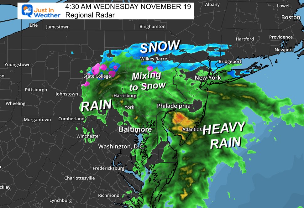 JustinWeather's tweet image. 4:30 AM Wed Nov 19 
👀 EARLY LOOK
❄️ Yes, there is snow in Central PA as expected. I found a few traffic cams around Williamsport to prove it. This is changing over along I-81 now and may be an issue through daybreak as colder air moves east.  

🚛 🚗 Still be extra way North of…