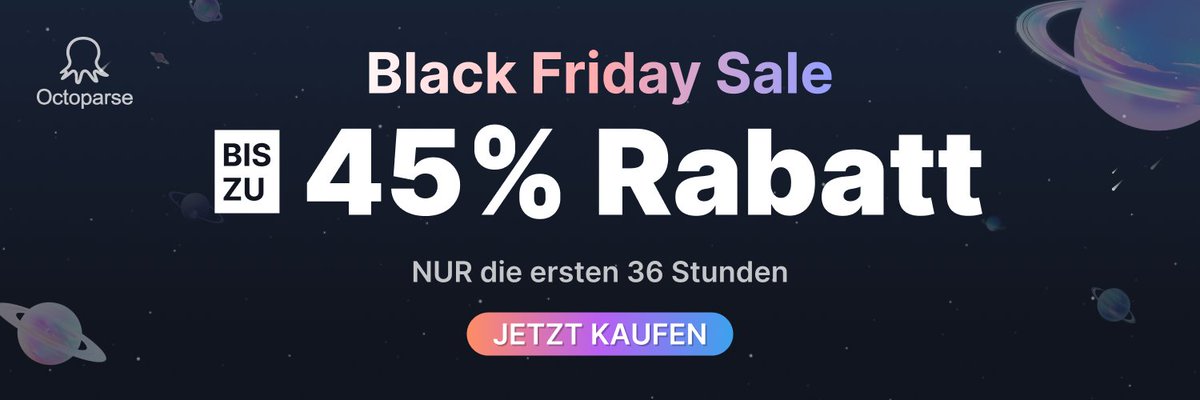 OctoparseD's tweet image. 🔥 Nur 36 Stunden: 1 Monat kaufen, 1 MONAT KOSTENLOS + 45% Rabatt! 100% Scraping-Erfolgsgarantie – Daten effizient holen! 👉 Ab 19. Nov, begrenzt &amp;amp; zuerst kommt zuerst bedient!
octoparse.de/black-friday-s…
#BlackFriday #Octoparse #WebScraping #DataAutomation #bigdata #blackfridaysale