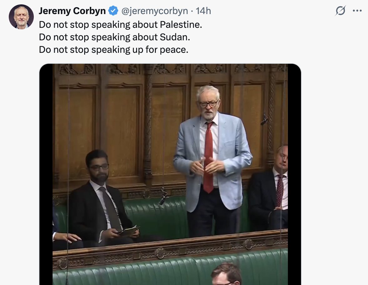 Never_Again2020's tweet image. Even though Corbyn probably has no idea what&apos;s going on there, he&apos;s now shoehorning Sudan into his posts after he was mocked for not doing so. It&apos;s performative and insincere, unlike his comments on Israel which come from a place of genuine, deep-rooted hatred.