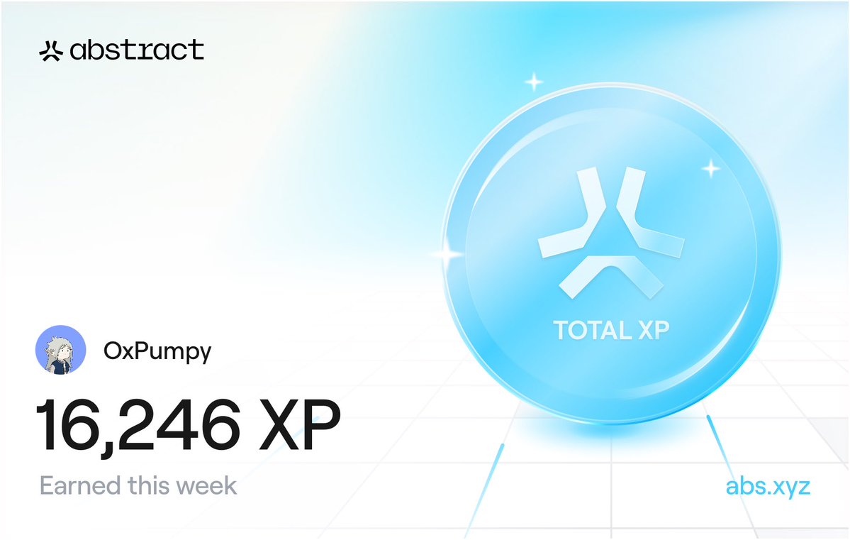 Pumpy_____'s tweet image. I got 16k XP this week 

Thank You @AbstractChain  ✳️