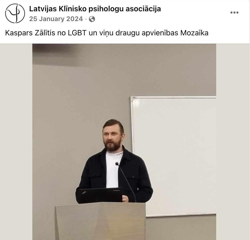 Apjoms, kādā progresīvo ideoloģija pārņēmusi psiholoģijas nozari:
asociācijas FB lapā gadā 20 ieraksti.
18 no tiem veltīti trans-tematikai un "psihologiem" no alfabēta organizācijām.
Apmācības par LGBTK+ pusaudžiem un kā tikt galā ar  "iekšējo stigmatizējošo kritiķi".