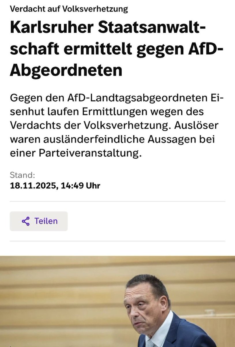 Man fragt sich, wann sie beginnen zu sagen, gegen wen von der AfD noch nicht ermittelt wird. Die Liste dürfte bald kürzer sein als die, der Abgeordneten, gegen die noch nicht ermittelt werden musste.

Ich werde nie verstehen, wie man seine Stimme als Wähler so verschwenden kann.