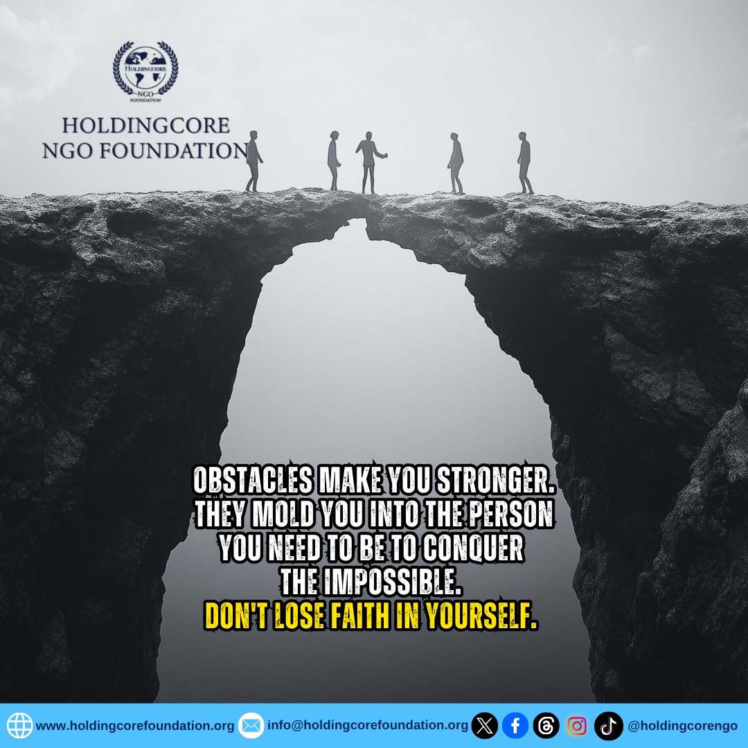 Holdingcorengo's tweet photo. Don't lose faith in yourself. Embrace the molding process—it's preparing you for greatness!
#ObstaclesToStrength #HoldingcoreEMPFoundation #FaithInYourself https://t.co/lw4EroXxYL