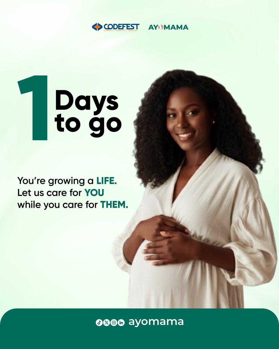 Ayomama_ng's tweet photo. 1 day to go. Tomorrow we step into UNILAG Codefest to pitch AYOMAMA a dream built from the stories, struggles, and strength of mothers everywhere.
We’re building more than tech, we’re building hope.
The future of maternal care is here. @codefestng @CodefestNGHack
#AYOMAMA https://t.co/DWAWKF6b0z