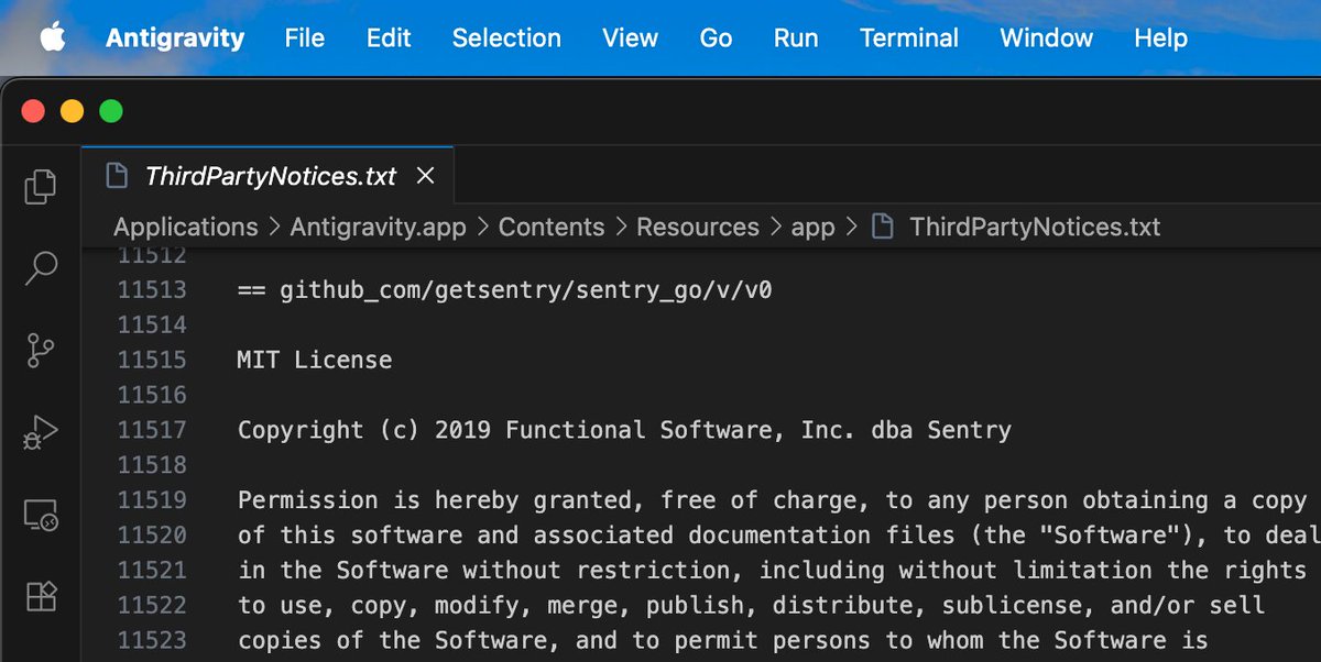 DanielGri's tweet image. Pretty cool that @Google uses @Sentry in their new @antigravity editor