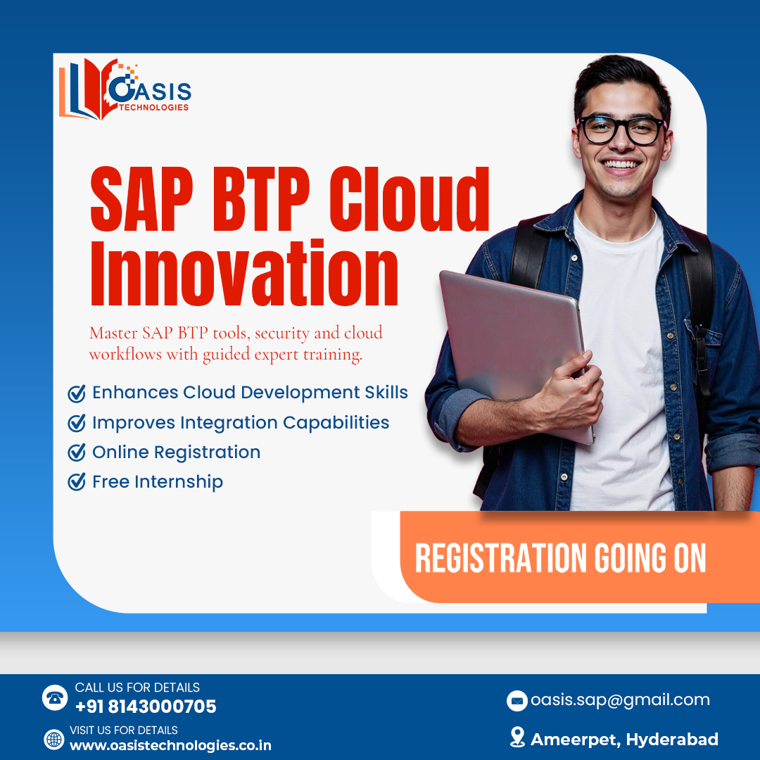 OasisTechhyd's tweet image. Unlock your future in cloud technology with Oasis Technologies’ SAP BTP Cloud Innovation Program!

+91 8143000705 | oasistechnologies.co.in

#SAPBTP #CloudInnovation #SAPTraining #OasisTechnologies #AmeerpetTraining #CloudComputing #TechSkills #SAPCareer #BTPDevelopment