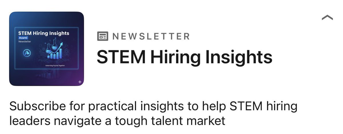 AvantiRec's tweet photo. Launching our first STEM Hiring Insights Newsletter on LinkedIn 

If you hire in STEM, this series gives you clear, usable takeaways.

Subscribe here:  https://t.co/goa8leeqsx 💜 https://t.co/gR2TWtUkqe