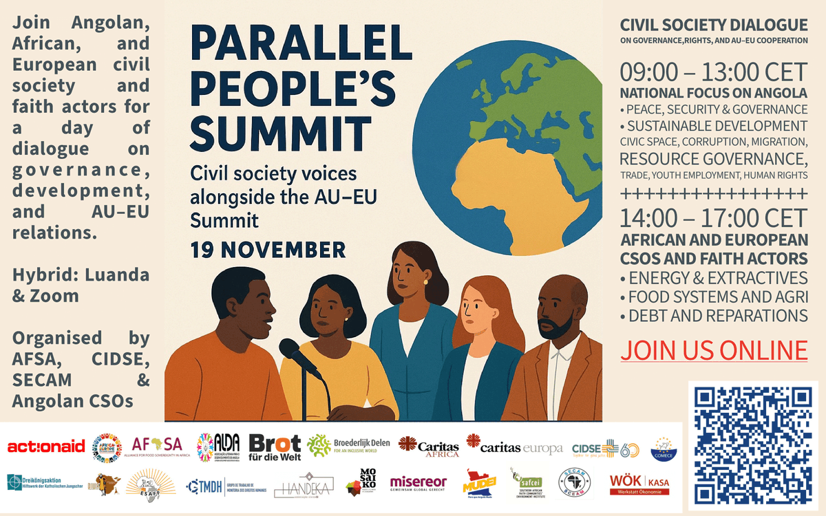 ActionAid joins the AU–EU CSO events on Nov. 19 ahead of the 7th AU–EU Summit.

The Summit is a key moment to push for tax justice, debt relief, climate justice, and investment in public services.

Join us online: us06web.zoom.us/j/89470285831?…