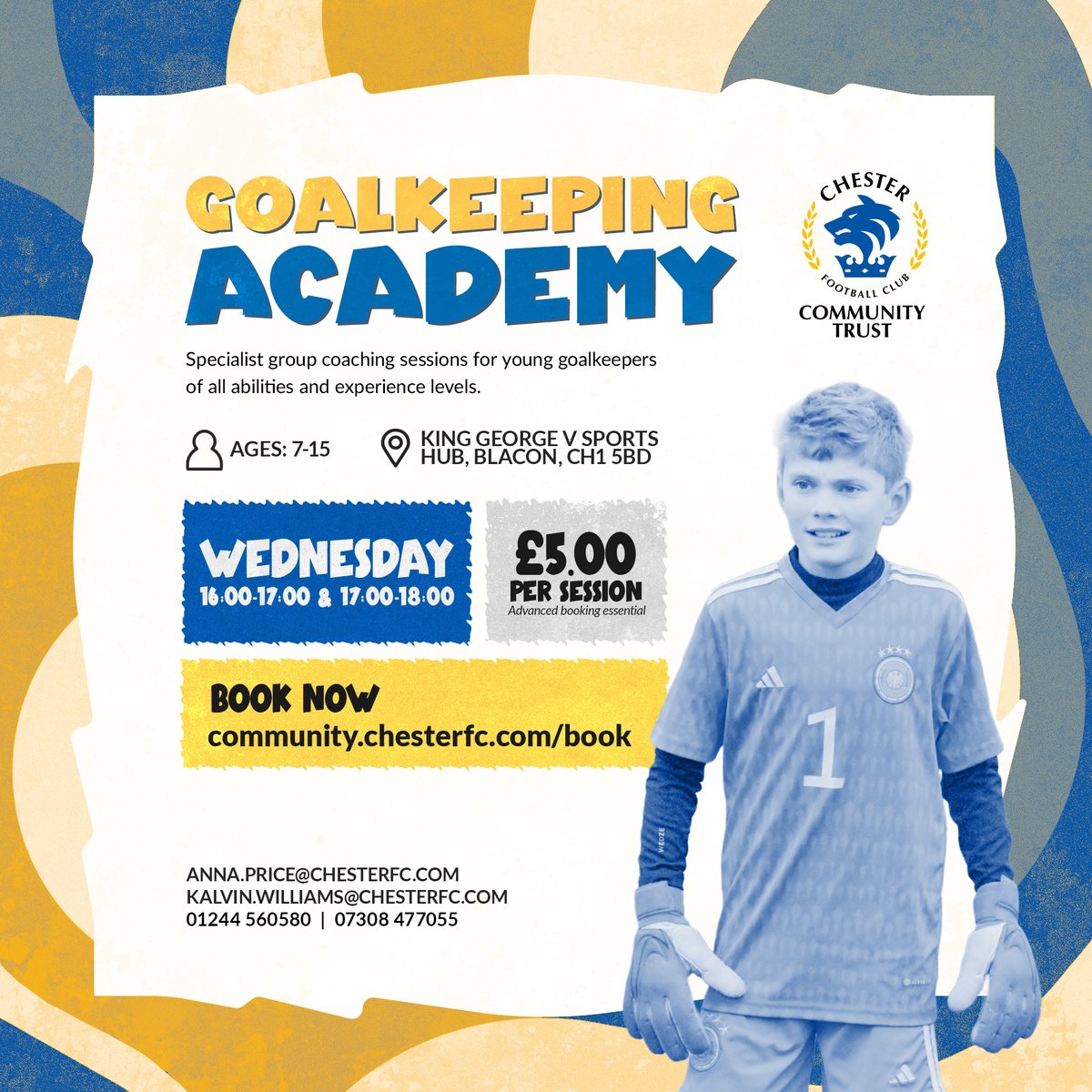 CFC_CommTrust's tweet image. Our Goalkeeping Academy is perfect for young keepers who are eager to develop their skills! 🧤

These small group sessions with a UEFA qualified coach are held on Wednesdays for ages 7-15, with all abilities and experience levels welcome.

📱 Message us for more information or…