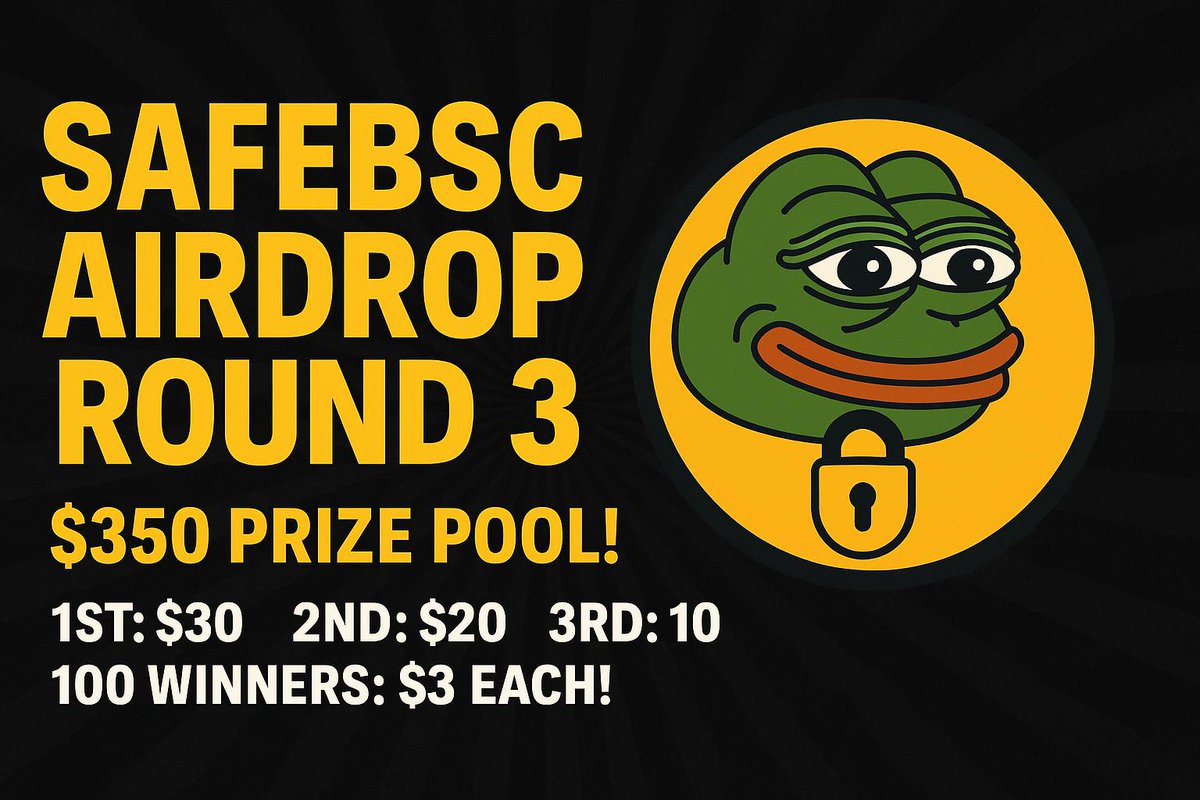 safebsctoken's tweet image. 🔥 SafeBSC Airdrop Round 3 — $350 Prize Pool! 🔥

We are launching Airdrop Round 3 with a total prize pool of $350:

1st Prize: $30

2nd Prize: $20

3rd Prize: $10

100 Winners: $3 each

All rewards will be distributed after we buy back SafeBSC tokens for the prize payout.
📝 How…