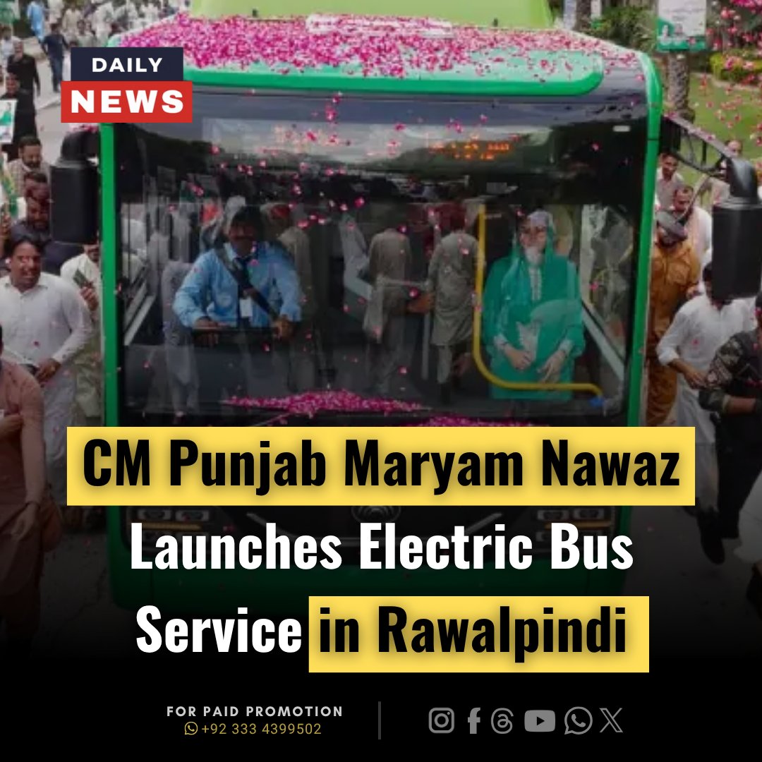 _dailynewspak's tweet image. Rawalpindi has launched its new Electric Bus Service today, November 19, 2025, bringing the city a cleaner and more modern public transport option. 

#Rawalpindi #ElectricBusService #PMA #PublicTransport #CleanEnergy #EcoFriendlyTransit #PunjabGovernment #PakistanTransport
