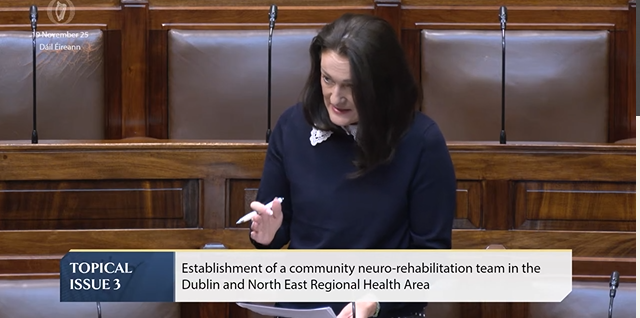 OireachtasNews's tweet photo. #Dáil Topical Issue 3: Deputy Erin McGreehan @ErinMcGreehan - To the Minister for Children, Disability and Equality - Establishment of a community neuro-rehabilitation team in the Dublin and North East Regional Health Area. #SeeForYourself

https://t.co/TvtNmjSXfl https://t.co/ByZA06UfTz