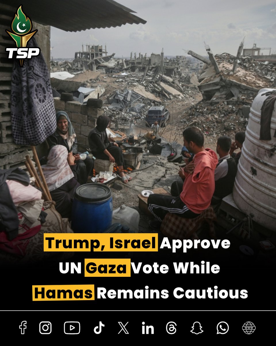 TrueSpiritOfPak's tweet image. Trump, Israel Approve UN Gaza Vote While Hamas Remains Cautious

#GazaResolution #Trump #UNSecurityCouncil #BoardOfPeace #InternationalStabilizationForce #PalestinianStatehood #Israel #Hamas #Pakistan #MiddleEastDiplomacy #Demilitarization #TwoStateSolution #Humanitarianaid
