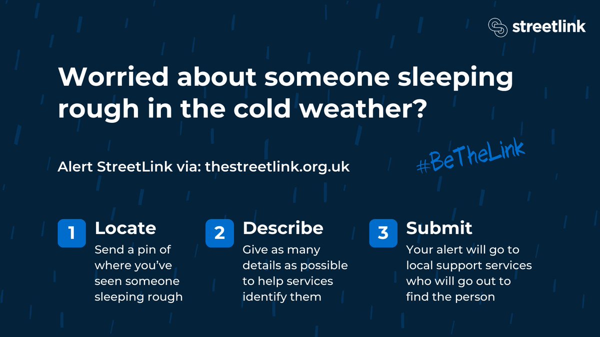 cityoflondon's tweet image. ❄️ Severe Weather Emergency Protocol (SWEP) is active in London

Temperatures have dropped – outreach teams are working to keep people safe.

If you’re worried about someone sleeping rough, alert @StreetLink_ : thestreetlink.org.uk

🧡 Let’s look out for each other.