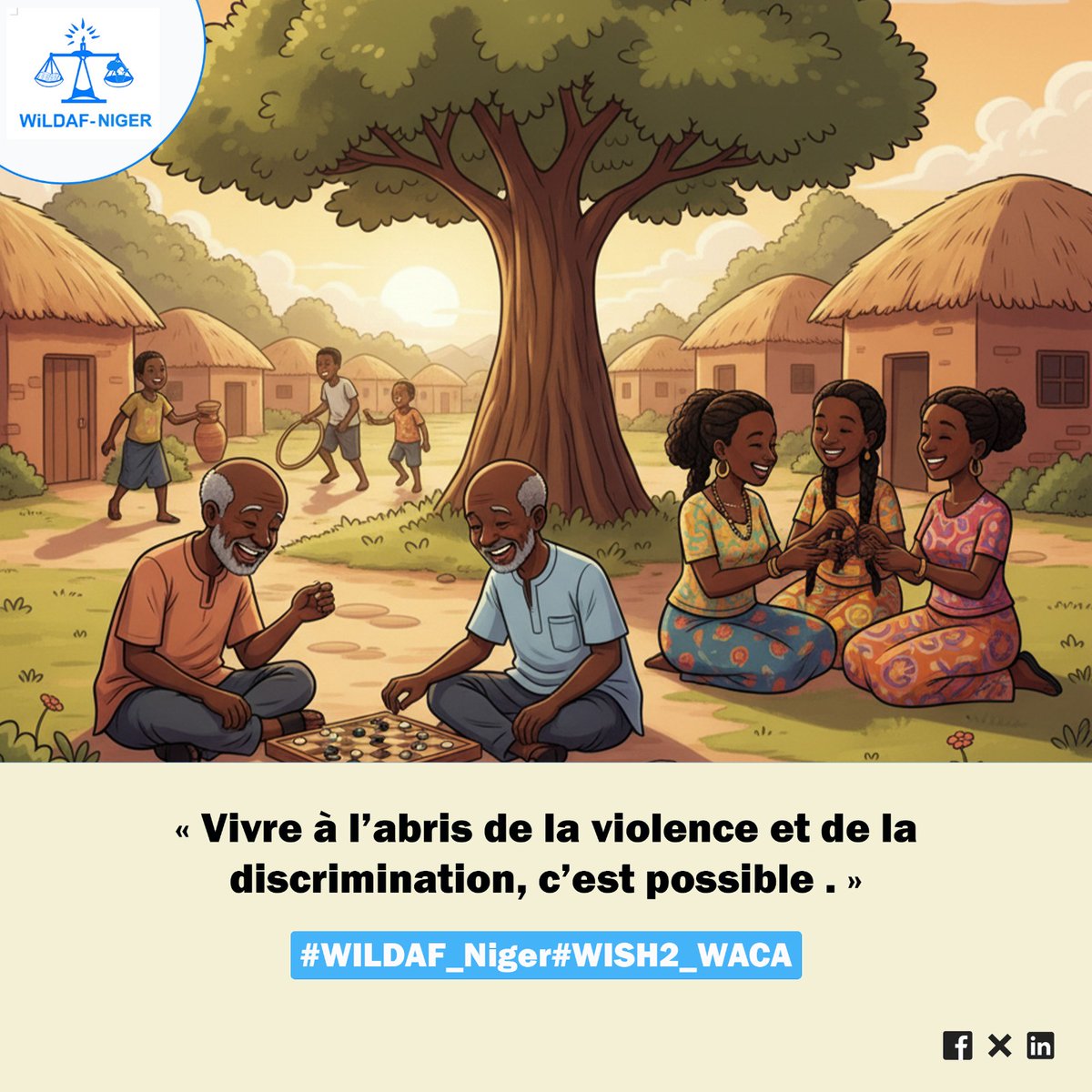 Vivre à l’abris de la violence et de la discrimination, c’est possible.
<a href="/WILDAFAO/">WiLDAF -Afrique de L'Ouest</a> <a href="/wildaf_niger/">Wildaf Niger</a>
<a href="/IpasFrancophone/">Ipas Afrique Francophone</a> <a href="/CentreOdas/">Centre ODAS</a>

#WILDAF_Niger
#WISH2_WACA