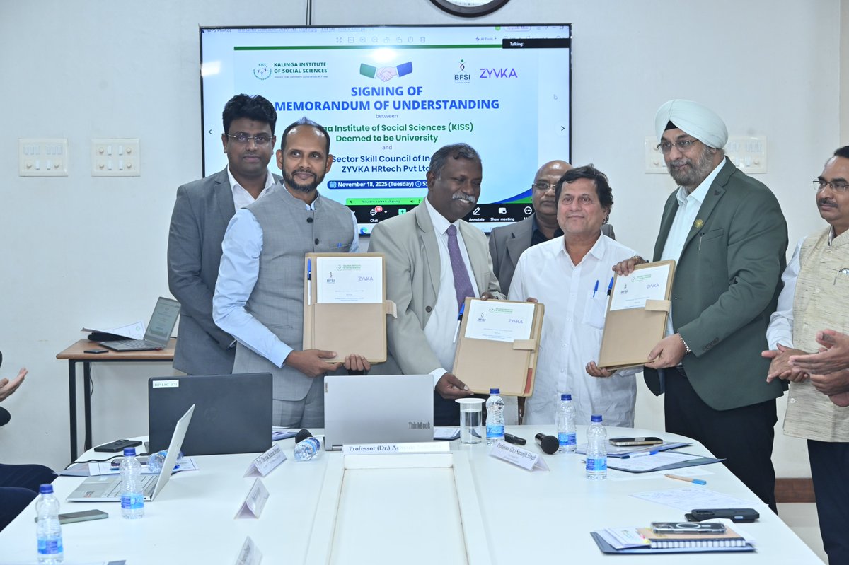 kissfoundation's tweet image. KISS-DU has signed an MoU with the BFSI Sector Skill Council of India and ZYVKA HRtech Pvt. Ltd. to establish a Centre of Excellence (CoE) in Banking, Financial Services &amp;amp; Insurance (BFSI) at KISS Deemed to be University.

This pioneering collaboration will empower our tribal…