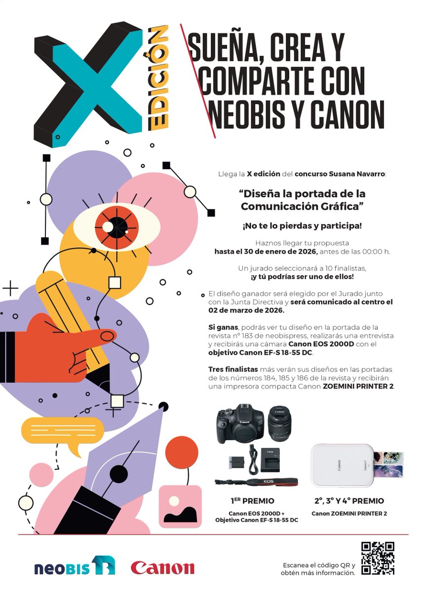 APdigitales's tweet image. #neobis y #Canon lanzan la décima edición del “Concurso Susana Navarro - Diseña la portada de la #ComunicacionGrafica”
➡️apdigitales.com/es/neobis-y-ca…
@neobis_acg @canonproprintes #creatividad #formacion #escuelas #innovacion #comunicacionvisual #impresion