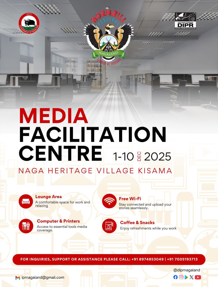 tourismdeptgon's tweet photo. Creating. Covering. Connecting.
The Hornbill Festival Media Centre is ready for all media professionals from 1–10 Dec at Kisama. 🎬✨
#Hornbill2025 #MediaFacilitationCentre #DIPR #PressSupport #NagalandFestival #MediaCoverage https://t.co/ZHNGRFdAp8